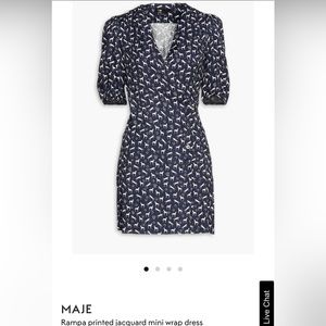 Maje Rampa Printed Jacquard Mini Wrap Dress